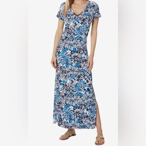 LILLY PULITZER Etta Short Sleeve Maxi Low Tide Navy Dress Small new